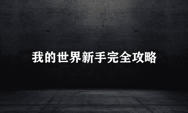 我的世界新手完全攻略