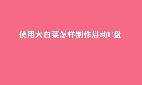 使用大白菜怎样制作启动U盘