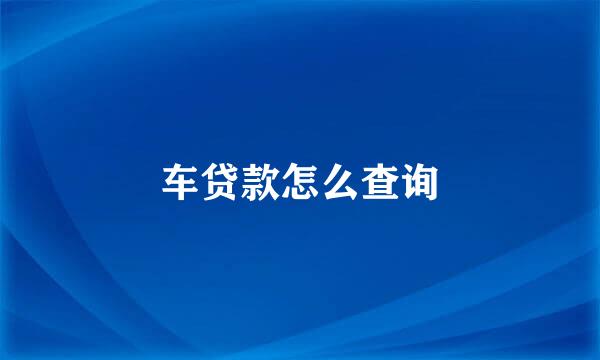 车贷款怎么查询