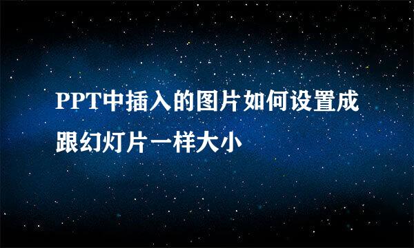PPT中插入的图片如何设置成跟幻灯片一样大小
