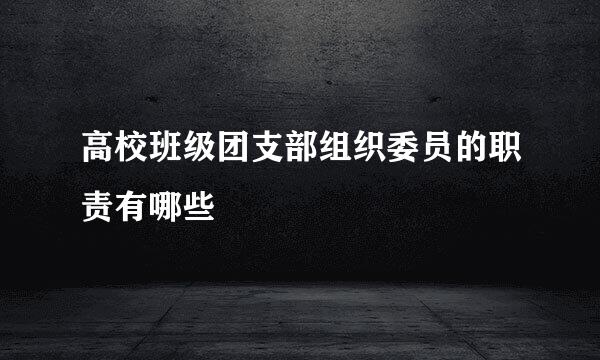 高校班级团支部组织委员的职责有哪些