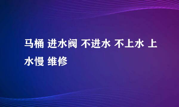 马桶 进水阀 不进水 不上水 上水慢 维修