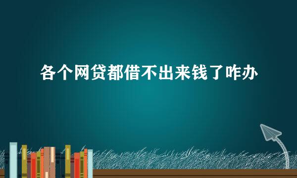各个网贷都借不出来钱了咋办