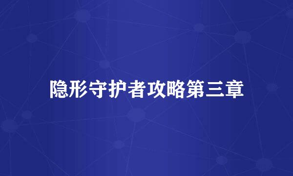 隐形守护者攻略第三章
