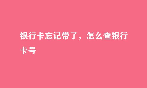 银行卡忘记带了，怎么查银行卡号