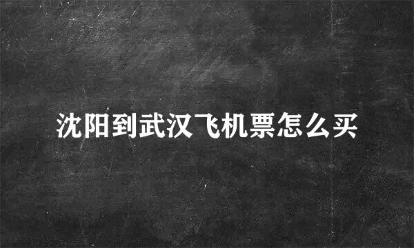 沈阳到武汉飞机票怎么买