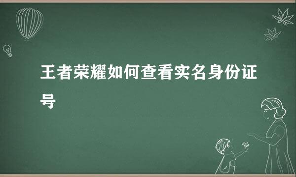 王者荣耀如何查看实名身份证号