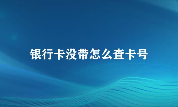 银行卡没带怎么查卡号