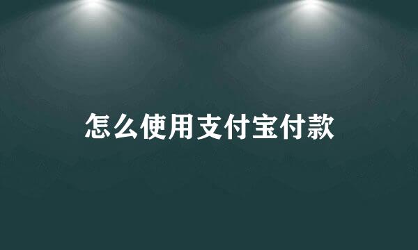 怎么使用支付宝付款