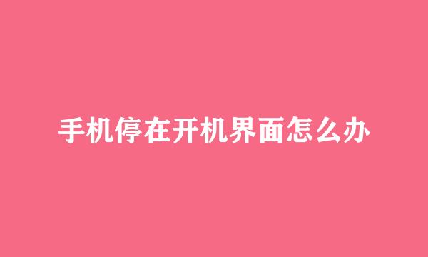 手机停在开机界面怎么办