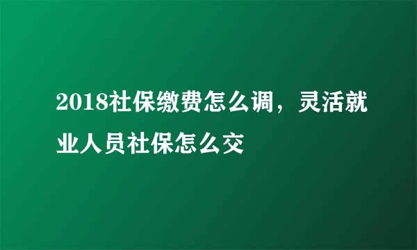 2018社保缴费怎么调,灵活就业人员社保怎么交