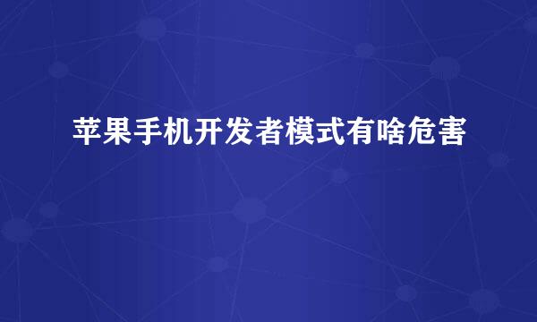 苹果手机开发者模式有啥危害