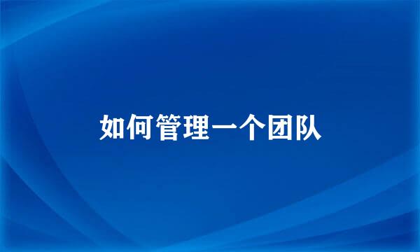 如何管理一个团队