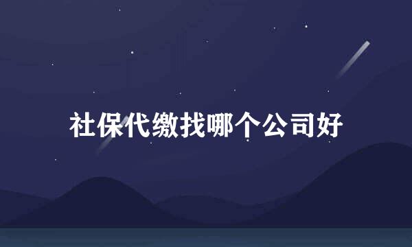 社保代缴找哪个公司好