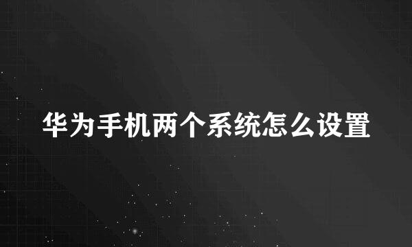 华为手机两个系统怎么设置
