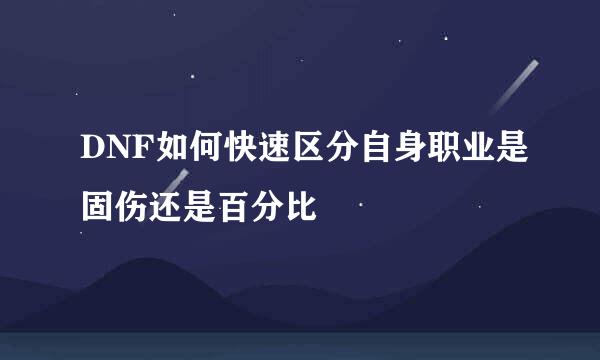 DNF如何快速区分自身职业是固伤还是百分比