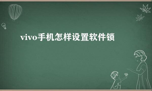 vivo手机怎样设置软件锁