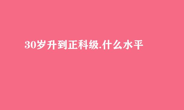30岁升到正科级.什么水平