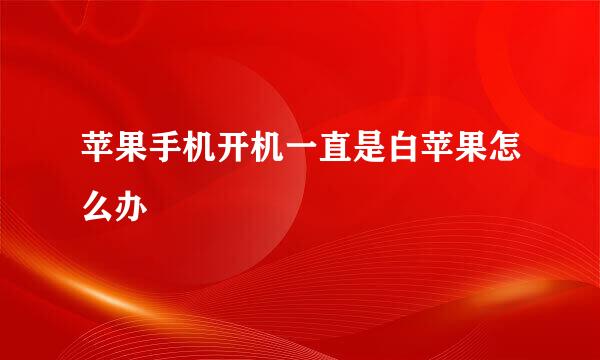 苹果手机开机一直是白苹果怎么办