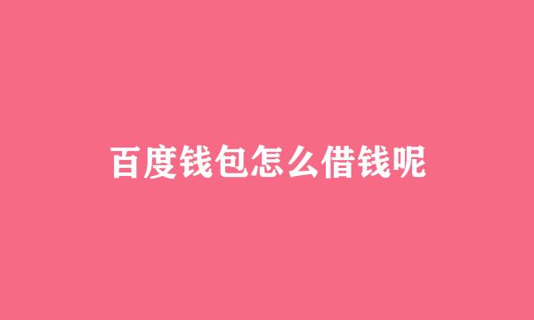 百度钱包怎么借钱呢