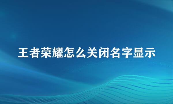 王者荣耀怎么关闭名字显示
