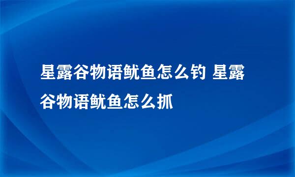 星露谷物语鱿鱼怎么钓 星露谷物语鱿鱼怎么抓
