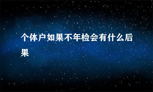 个体户如果不年检会有什么后果