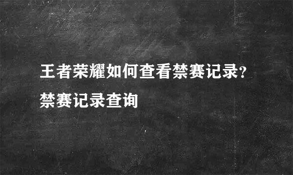 王者荣耀如何查看禁赛记录?禁赛记录查询