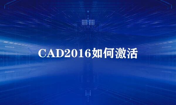 CAD2016如何激活