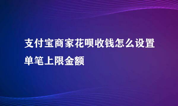 支付宝商家花呗收钱怎么设置单笔上限金额