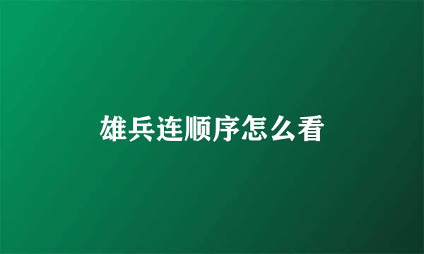 雄兵连顺序怎么看