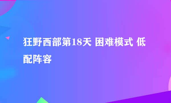 狂野西部第18天 困难模式 低配阵容
