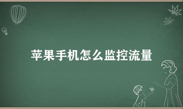 苹果手机怎么监控流量