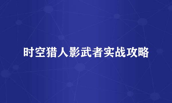 时空猎人影武者实战攻略