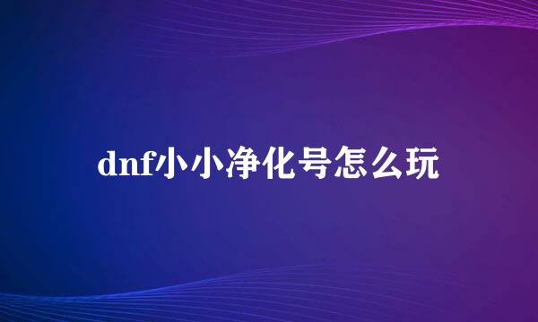 dnf小小净化号怎么玩
