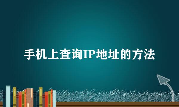 手机上查询IP地址的方法