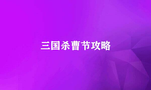 三国杀曹节攻略
