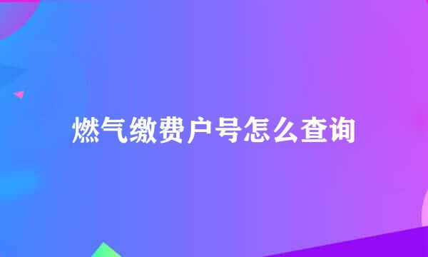 燃气缴费户号怎么查询