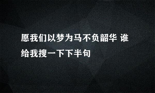 愿我们以梦为马不负韶华 谁给我搜一下下半句