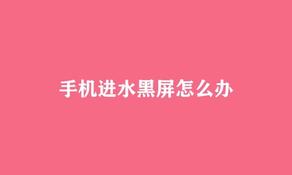 手机进水黑屏怎么办