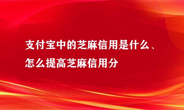 支付宝中的芝麻信用是什么、怎么提高芝麻信用分