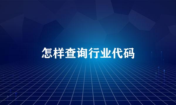 怎样查询行业代码