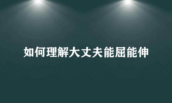 如何理解大丈夫能屈能伸