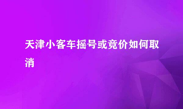 天津小客车摇号或竞价如何取消