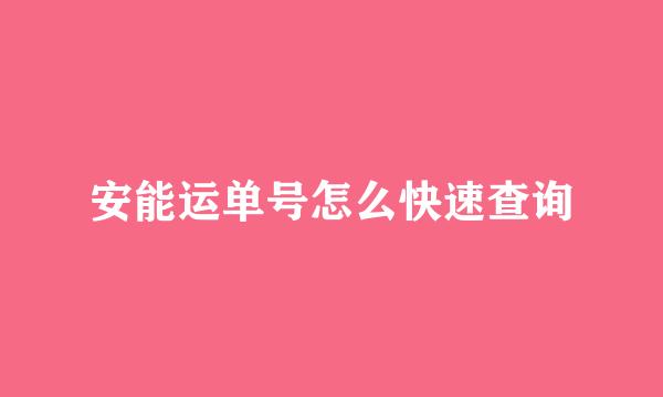 安能运单号怎么快速查询