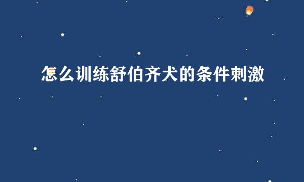 怎么训练舒伯齐犬的条件刺激
