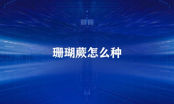 珊瑚蕨怎么种