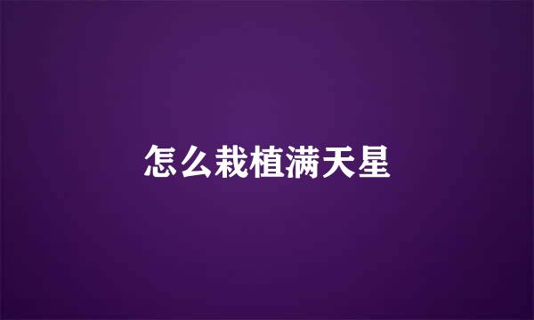 怎么栽植满天星