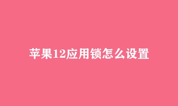 苹果12应用锁怎么设置