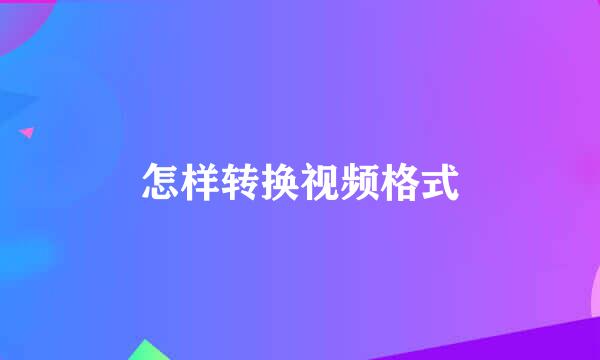怎样转换视频格式